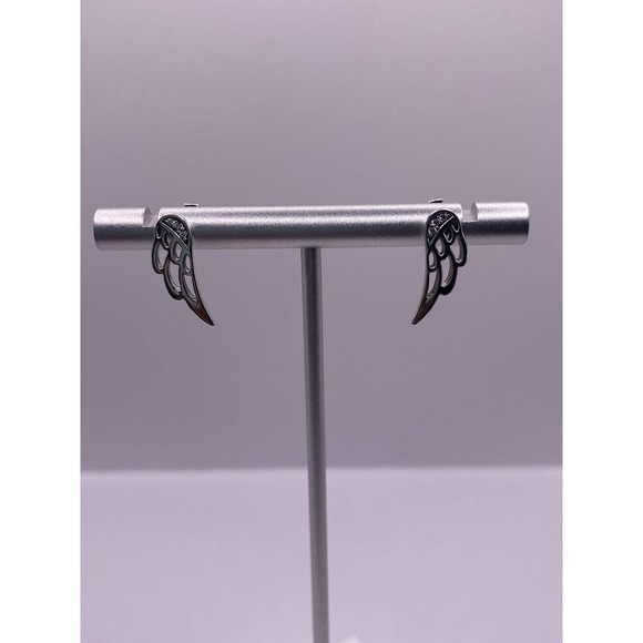 Sterling Silver Wings With CZ Earrings - Picture 1 of 4